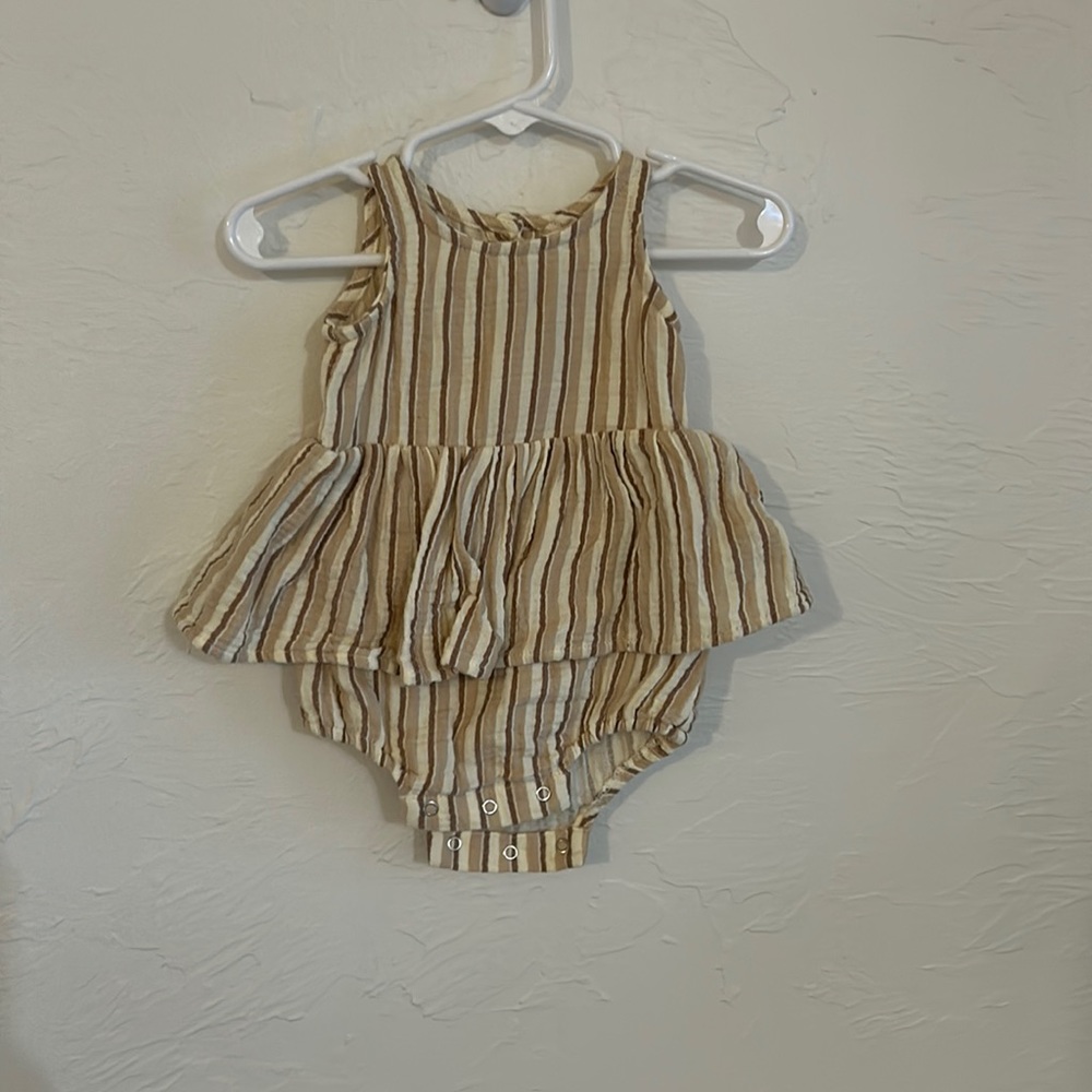Quincy Mae SS23 skirted striped romper